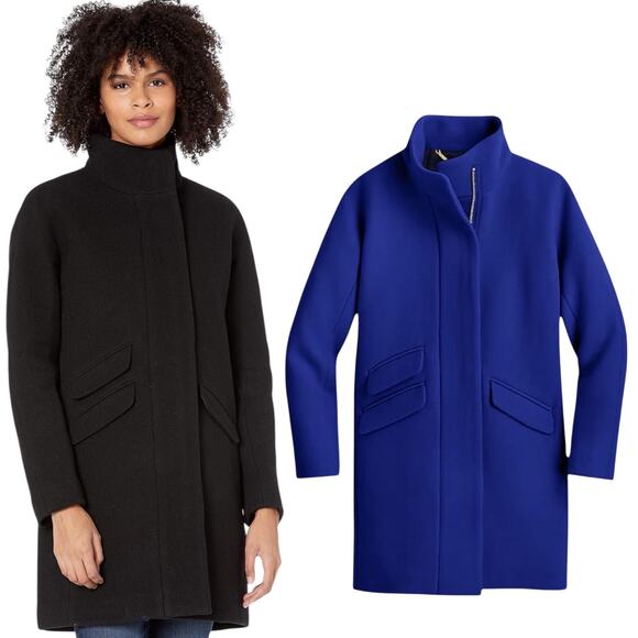 J. Crew New Cocoon Coat in Italian Stadium Cloth Wool Blue Size 14 - Picture 2 of 10